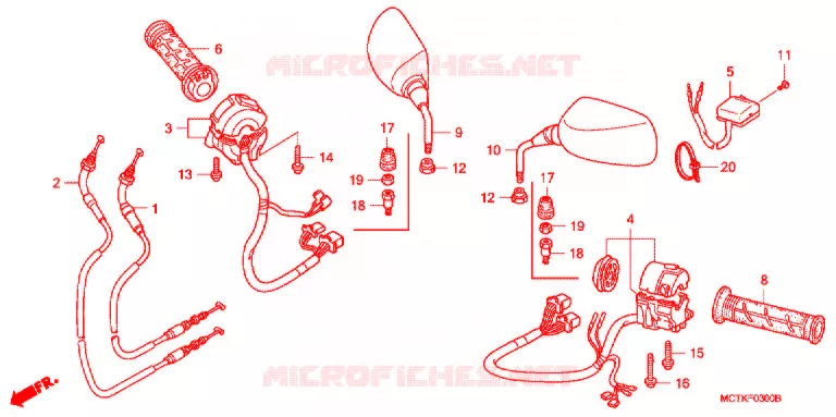 COMMODO - CABLE - RETROVISEUR Honda SCOOTER 400 SILVERWING 2005  FJS400D5