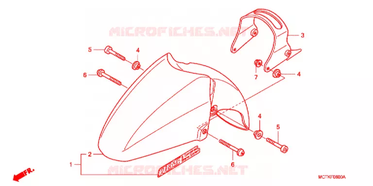 GARDE BOUE AVANT (FJS400A/D/FJS600A/D5-8) Honda SCOOTER 400 SILVERWING 2005  FJS400D5