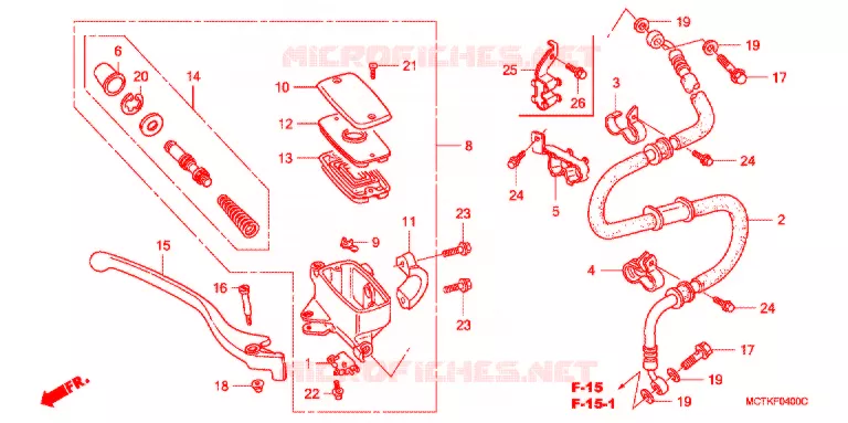 MAITRE CYLINDRE DE FREIN AVANT (FJS400D/FJS600D) Honda SCOOTER 600 SILVERWING 2005  FJS600D5