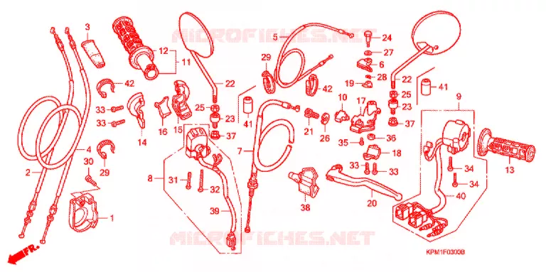 LEVIER DE GUIDON - CABLE - COMMODO (FTR223Y/2/A2/5-J/7/8) Honda MOTO 223 FTR 2006  FTR2235