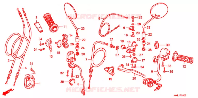 LEVIER DE GUIDON - CABLE - COMMODO Honda MOTO 223 CB 2014  CB223SA