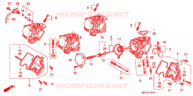 CARBURATEUR (PIECES CONSTITUTIVES) Honda MOTO 250 HORNET 2006  CB250F6