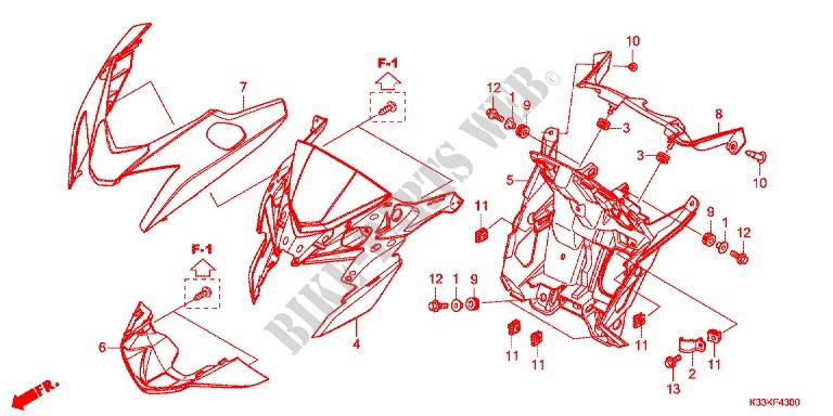 TETE DE FOURCHE pour Honda CB 250 F ABS de 2015