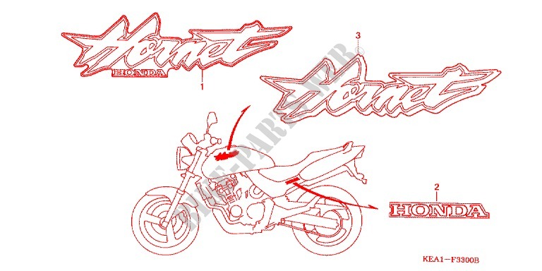 T (CB250FT/V/X/Y/1) pour Honda CB 250 HORNET SILVER de 1996