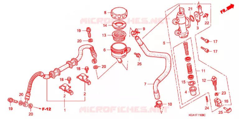 MAITRE-CYLINDRE DE FREIN ARRIERE Honda MOTO 250 HORNET 1998  CB250FV