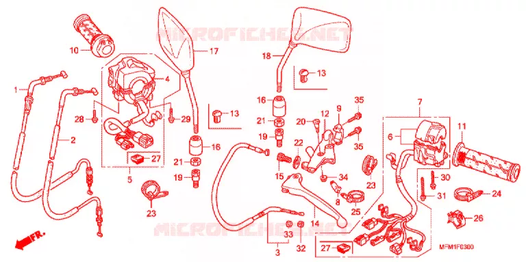 LEVIER DE GUIDON - CABLE - COMMODO Honda MOTO 400 CB 2010  CB400AA
