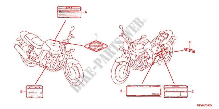 ETIQUETTE DE PRECAUTIONS (CB400/A) pour Honda CB 400 SUPER FOUR ABS VTEC REVO Two-tone main color de 2011