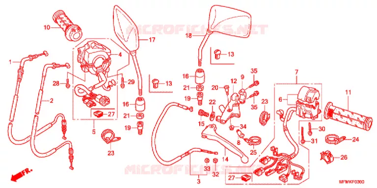 LEVIER DE GUIDON - CABLE - COMMODO Honda MOTO 400 CB 2011  CB400AB