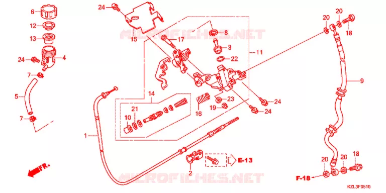 MAITRE-CYLINDRE DE FREIN (CBS) Honda SCOOTER 110 VISION 2012  NSC110MPDC