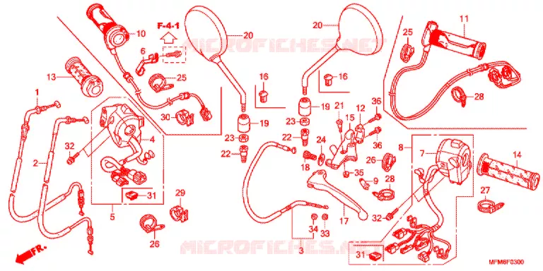 LEVIER DE GUIDON - CABLE - COMMODO Honda MOTO 400 CB 2014  CB400AE