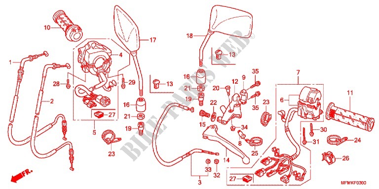 LEVIER DE GUIDON   CABLE   COMMODO pour Honda CB 400 SUPER FOUR VTEC REVO Color Order Plan Wheel Color de 2011