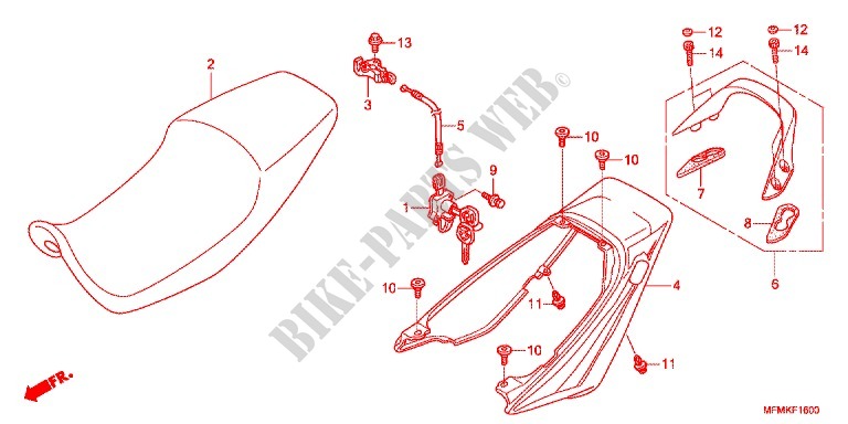SELLE   CARENAGE ARRIERE pour Honda CB 400 SUPER FOUR VTEC REVO Color Order Plan Wheel Color de 2011