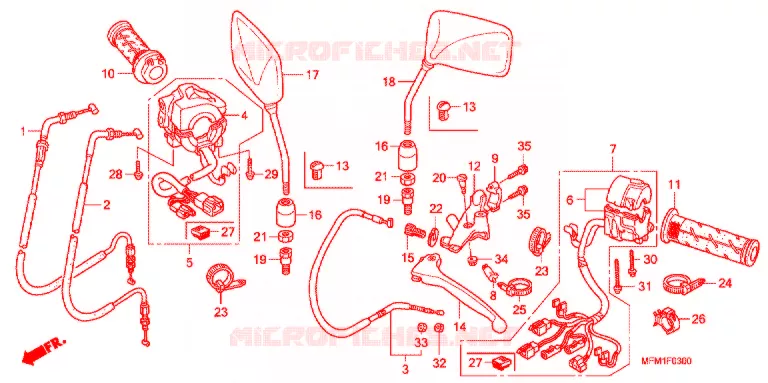 LEVIER DE GUIDON - CABLE - COMMODO Honda MOTO 400 CB 2009  CB400SA9