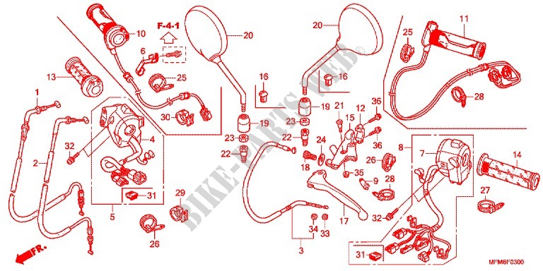LEVIER DE GUIDON   CABLE   COMMODO pour Honda CB 400 SUPER BOL D\'OR VTEC REVO WHITE de 2014