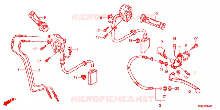LEVIER DE GUIDON - CABLE - COMMODO Honda MOTO 400 CB 2013  CB400XD