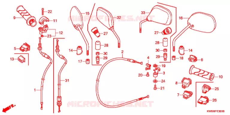 COMMODO - CABLE - RETROVISEUR Honda MOTO 110 WAVE 2016  AFP110CRFG