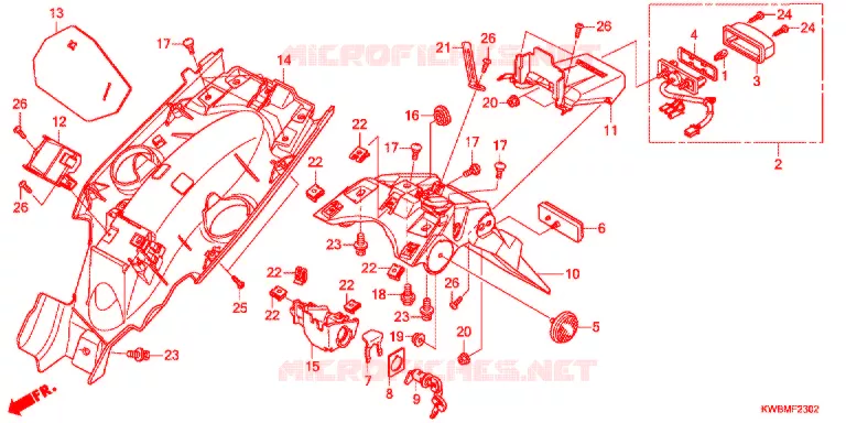 GARDE-BOUE ARRIERE (AFP110CSFG/AFP110CRFG) Honda MOTO 110 WAVE 2017  AFP110CRFG