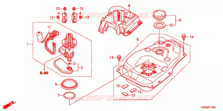 RESERVOIR A CARBURANT (AFP110CSFG/AFP110CRFG) Honda MOTO 110 WAVE 2017  AFP110CRFG