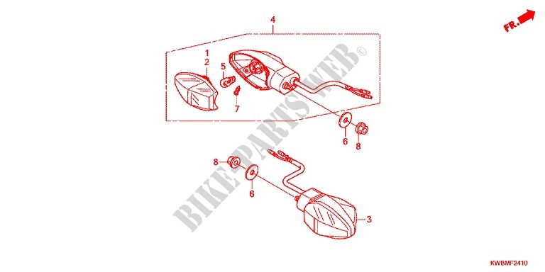 CLIGNOTANT ARRIERE pour Honda WAVE DASH 110, single front brake disk de 2016