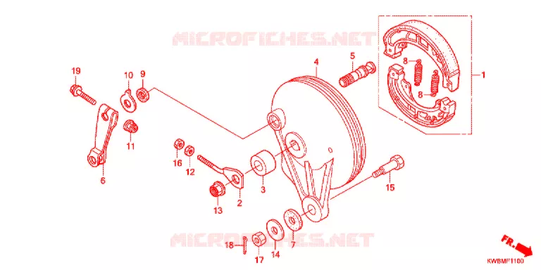 FLASQUE - MACHOIRES DE FREIN ARRIERE Honda MOTO 110 WAVE 2016  AFP110CSFG