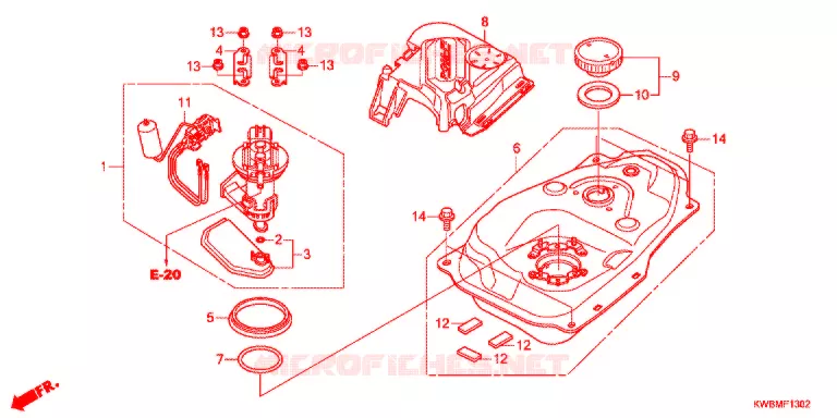 RESERVOIR A CARBURANT (AFP110CSFG/AFP110CRFG) Honda MOTO 110 WAVE 2017  AFP110CSFG