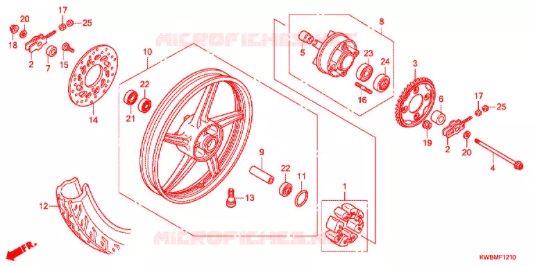 ROUE ARRIERE (AFP110MCR/AFP110CRF) Honda MOTO 110 WAVE 2017  AFP110MCRE