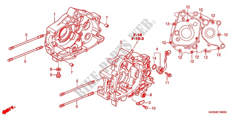CARTER MOTEUR pour Honda WAVE DASH 110 R, Electric start, rear brake disk de 2014