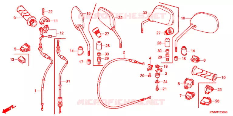COMMODO - CABLE - RETROVISEUR Honda MOTO 110 WAVE 2013  AFP110MCSB