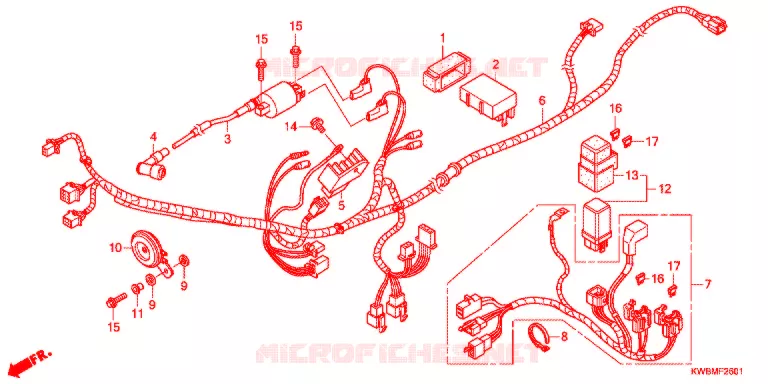 FAISCEAU DES FILS (AFP110MCSB/C/D) Honda MOTO 110 WAVE 2013  AFP110MCSD