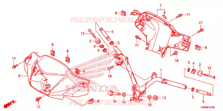 GUIDON - CARENAGE Honda MOTO 110 WAVE 2014  AFS110KDE