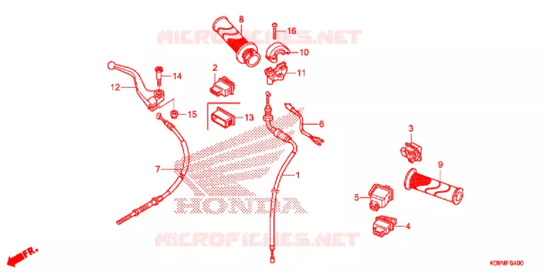 LEVIER DE GUIDON - CABLE - COMMODO Honda MOTO 110 WAVE 2014  AFS110KDE