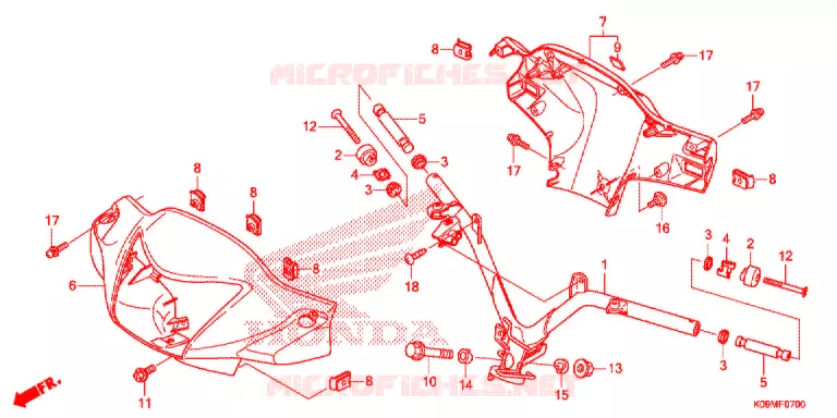 GUIDON - CARENAGE Honda MOTO 110 WAVE 2015  AFS110MCSE