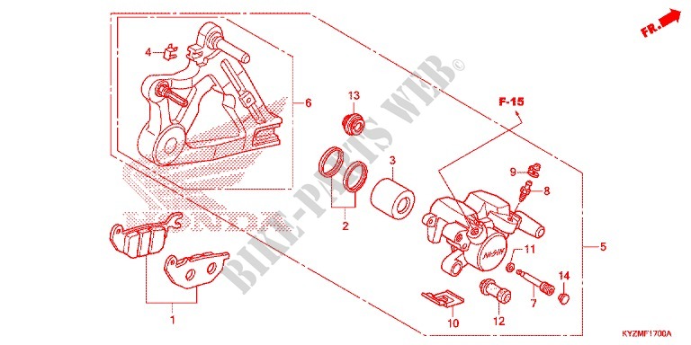 ETRIER DE FREIN ARRIERE pour Honda FUTURE 125 Casted wheels, Rear brake disk de 2015