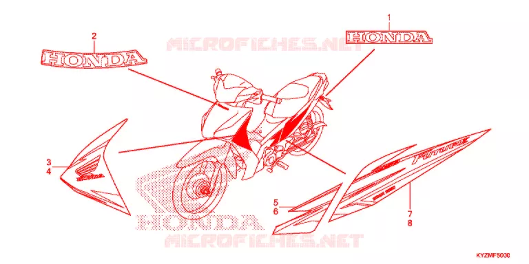 AUTOCOLLANTS (AFS125MSD/MCSD/MCRD) Honda MOTO 125 FUTURE 2012  AFS125MCSD