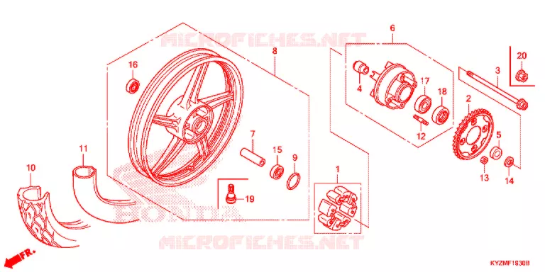 ROUE ARRIERE (AFS125MCS) Honda MOTO 125 FUTURE 2012  AFS125MCSD