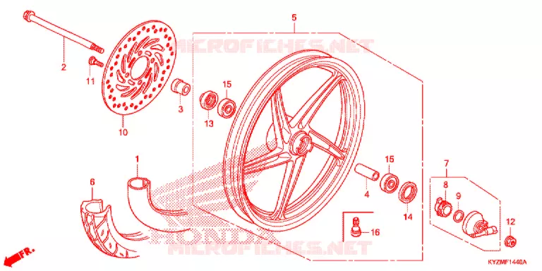 ROUE AVANT (AFS125MCS/MCR) Honda MOTO 125 FUTURE 2013  AFS125MCSD