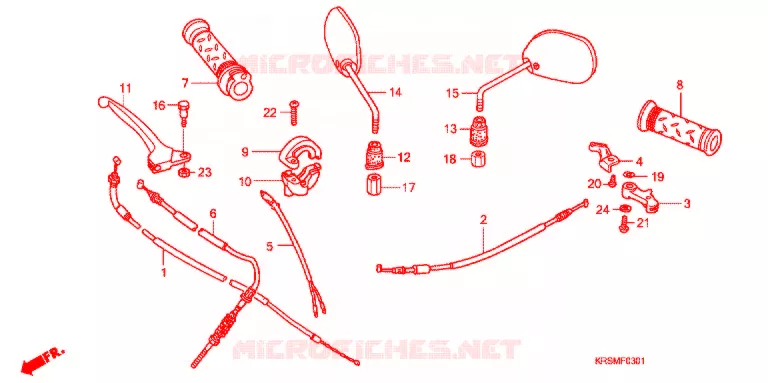 LEVIER DE GUIDON - CABLE - COMMODO (ANF100DR/SR/MSR) Honda MOTO 100 WAVE 2007  ANF100MSR6