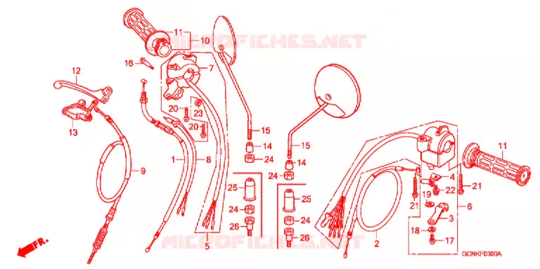 CABLES - COMMODOS - LEVIERS - POIGNEES Honda SCOOTER 50 C50 2002  C50L2