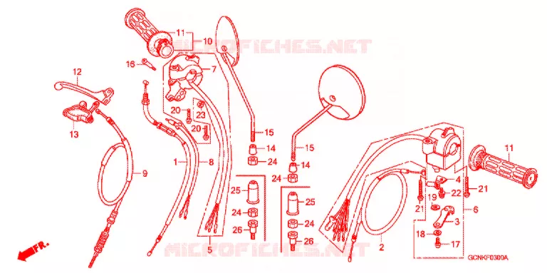 CABLES - COMMODOS - LEVIERS - POIGNEES Honda SCOOTER 50 C50 2004  C50L4