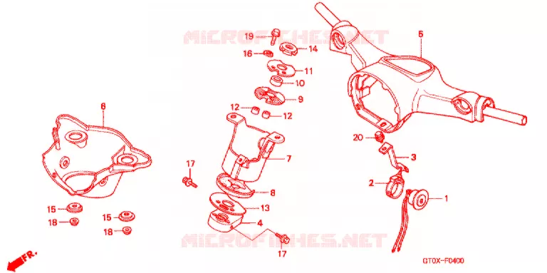GUIDON - CARENAGE (D) Honda MOTO 70 CUB 1999  C70DX