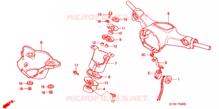 GUIDON - CARENAGE (D) Honda MOTO 90 CUB 2004  C90D2