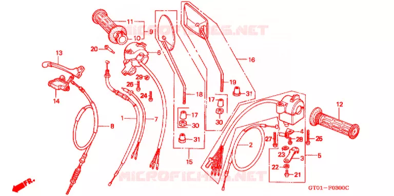 LEVIER DE GUIDON - CABLE - COMMODO Honda MOTO 90 CUB 1998  C90DV