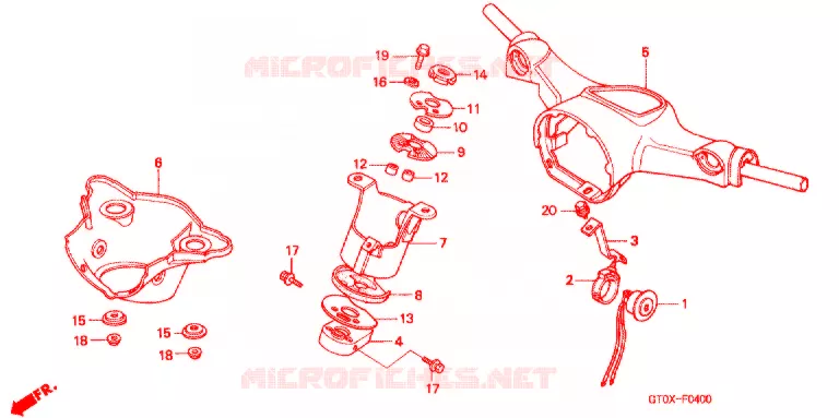 GUIDON - CARENAGE (D) Honda MOTO 90 CUB 2005  C90D5