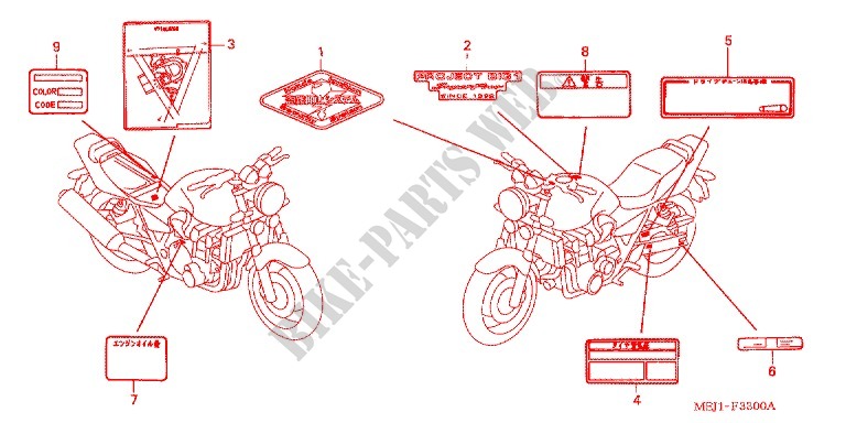 ETIQUETTE DE PRECAUTIONS (CB1300/A/F/F1) pour Honda CB 1300 SUPER FOUR de 2003