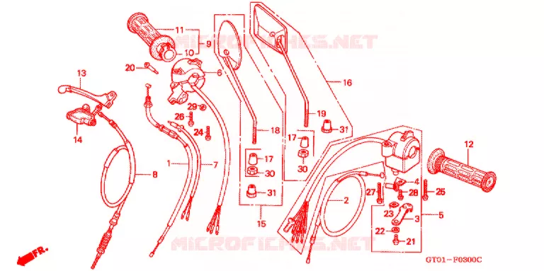 LEVIER DE GUIDON - CABLE - COMMODO Honda MOTO 90 CUB 1996  C90CMS