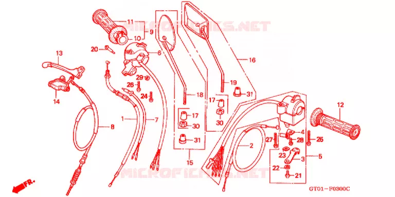 LEVIER DE GUIDON - CABLE - COMMODO Honda MOTO 90 CUB 1995  C90DS