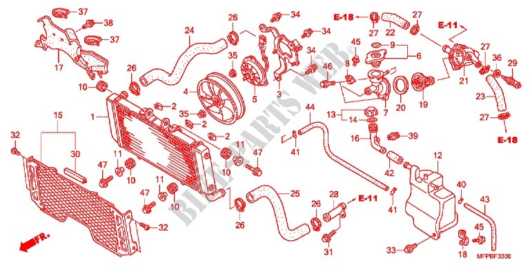 RADIATEUR  pour Honda CB 1300 SUPER FOUR TYPE 2 de 2007