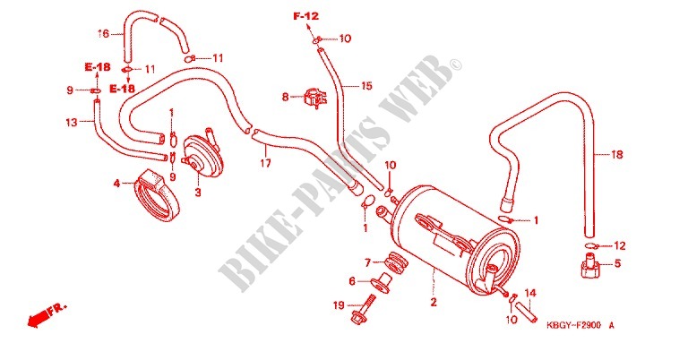 RESERVOIR DE RECYCLAGE DES GAZ (AC) pour Honda CB 250 NIGHTHAWK de 2002