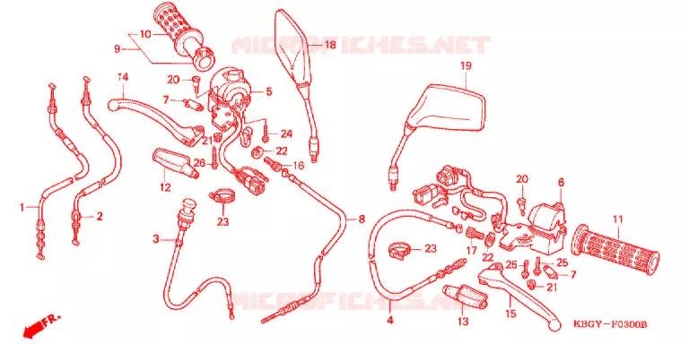 COMMODOS - POIGNEES Honda MOTO 250 CB 2004  CB2504