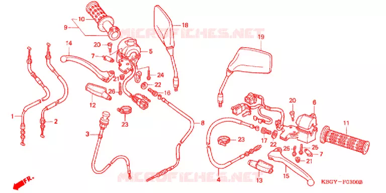 COMMODOS - POIGNEES Honda MOTO 250 CB 2006  CB2506